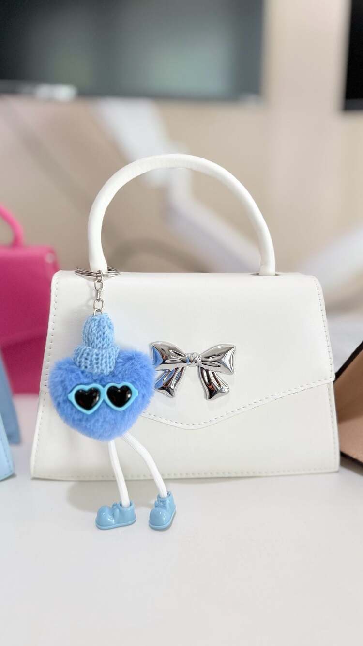 White Mini Crossbody Handbag with Metallic Bow Detail